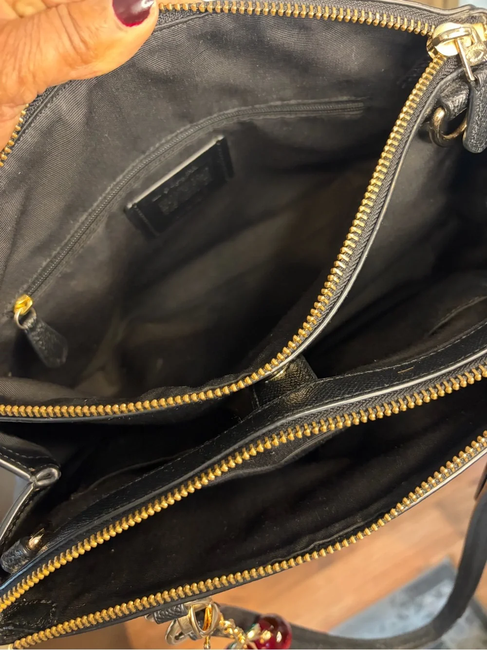 Coach Small Christie Carryall Black Crossgrain Leather Satchel